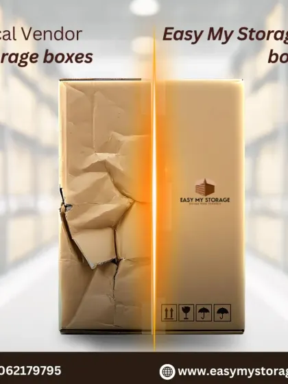 The quality of our packing materials makes all the difference. This image compares our sturdy, branded 5-ply box with a standard local vendor's box, demonstrating our commitment to protecting your valuables.