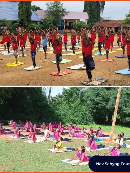 Students from Nav Sahyog Foundation practice yoga outdoors. We celebrate our partners who use yoga to nurture the physical and mental well-being of the next generation.