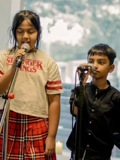 A brother-sister duo performing together. Music is a beautiful thing to share with family, and we love seeing siblings collaborate.