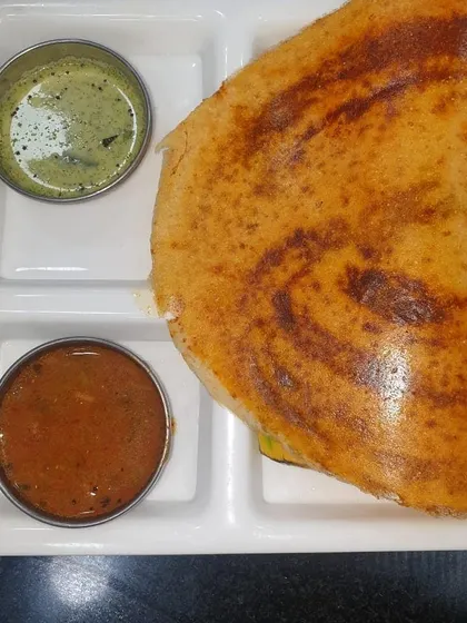 Another look at our classic Masala Dosa, a timeless favourite. The crispy outer layer and soft potato filling make it a comforting and satisfying meal for any time of the day.