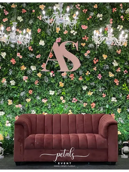 A duplicate image of the stunning reception stage, highlighting the intricate details of the floral arrangements and the beautiful lighting.
