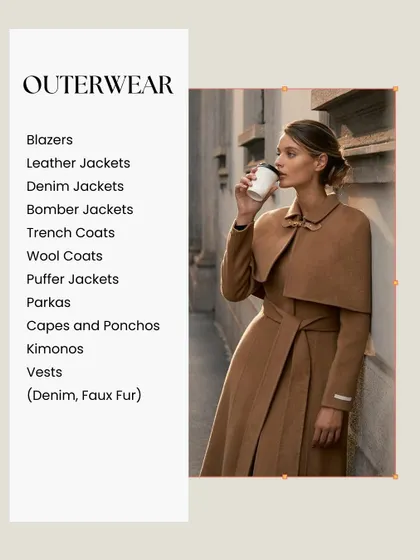 Outerwear is key for pulling a look together. A tailored blazer, a leather jacket, a classic trench coat, and a cozy wool coat are fantastic investment pieces.
