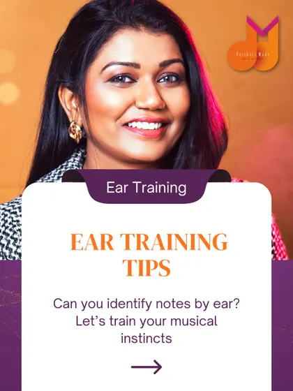 This graphic introduces our ear training tips. Can you identify notes by ear? Let's train your musical instincts to sharpen your listening skills.