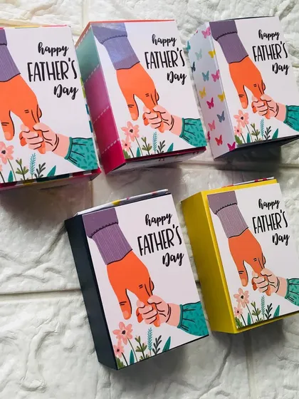 Another view of the Father's Day mini matchboxes, showing the different colorful designs I can create. They are a small but very meaningful gift.