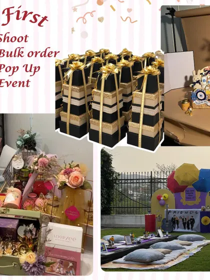 A collage celebrating three years of my business journey. It's been filled with so many amazing milestones, from my first pop-up event to handling huge bulk orders.