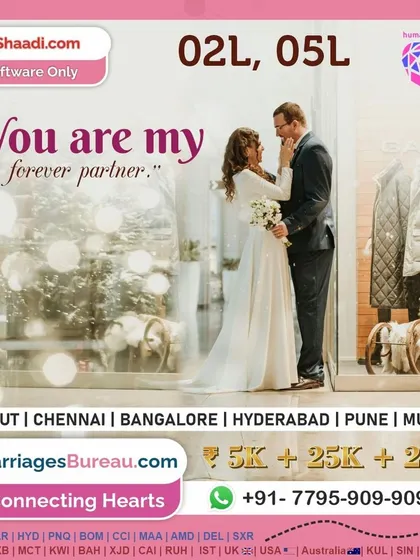 A software professional finds his forever partner. My ITshaadi.com service is tailored for those in the software industry, ensuring you meet someone who appreciates your dedication and ambition.