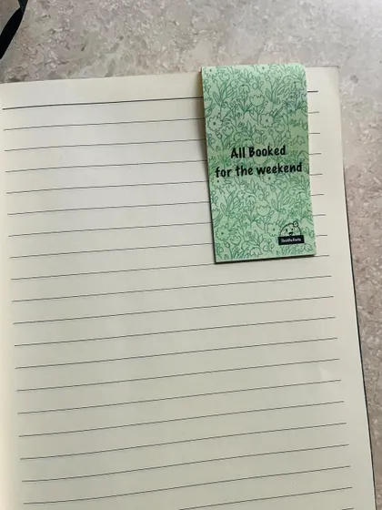 The simple and elegant "All Booked for the weekend" bookmark.