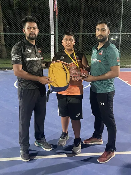 Celebrating Avinash, who won a gold medal and a new backpack for his outstanding effort and skill during the tournament.