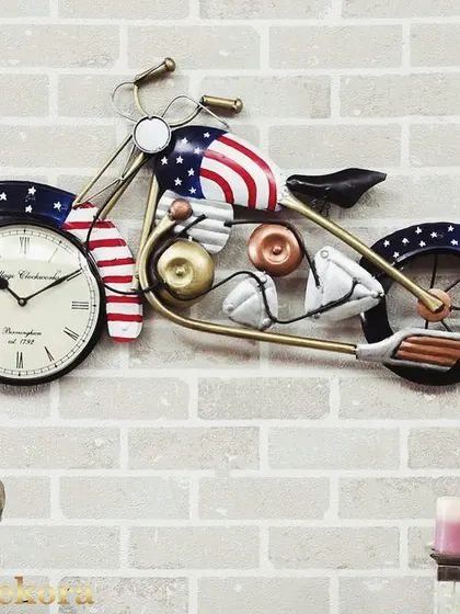 For the enthusiast, this vintage motorcycle clock features an American flag motif, combining patriotism with a love for the open road.