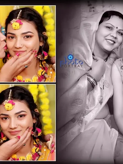 An album layout capturing a tender moment between the bride and her mother during the Haldi ceremony.