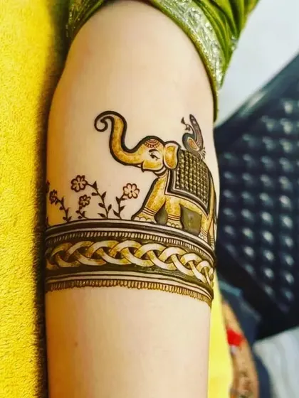 Another angle of the beautiful elephant armband, showing the clean lines and detailed work.