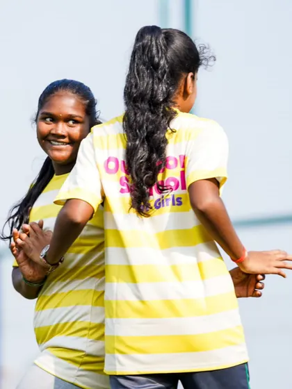Girls from the 'Going to School Outside' NGO join our academy players for a fun game. We believe in using football to empower and unite communities.