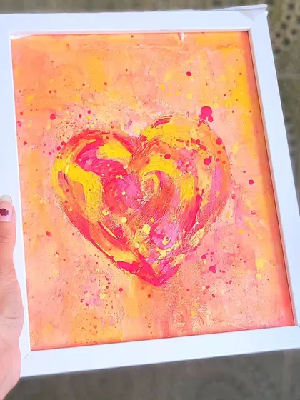 Another look at this happy heart painting. It's a reminder that a painting can be a gift that lasts forever, unlike flowers. This one is for someone who brings color into your life.