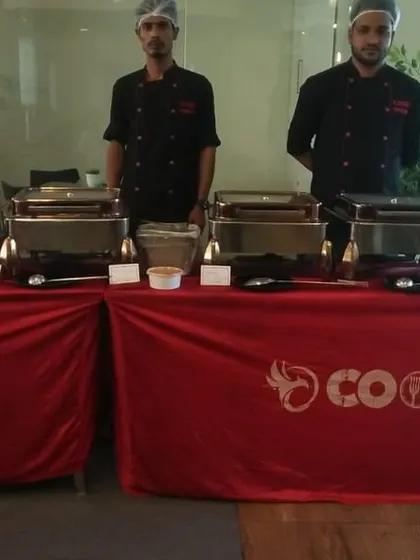 A compact and efficient buffet setup for a Deepavali celebration at Hummingwave Technologies.
