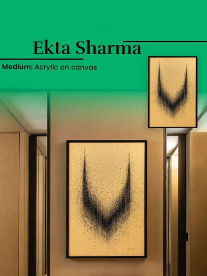 Ekta Sharma's acrylic on canvas, a minimalist yet powerful piece curated for a corridor space at the Four Seasons Hotel.