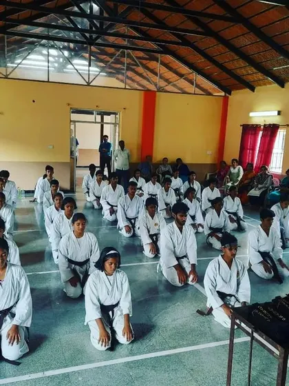 Another view of the black belt candidates, showing the size of the group that undertook this challenging exam.