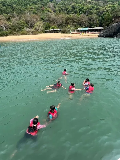A refreshing swim in the turquoise waters of the Arabian Sea is a must-do on our summer trips to Gokarna.