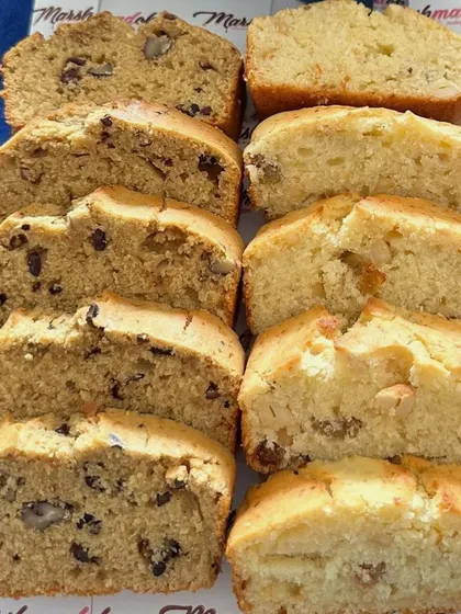 A beautiful spread of my classic tea cakes, sliced and ready to serve. My e-book gives you the recipes for all these crowd-pleasers, from nutty loaves to simple vanilla cakes.