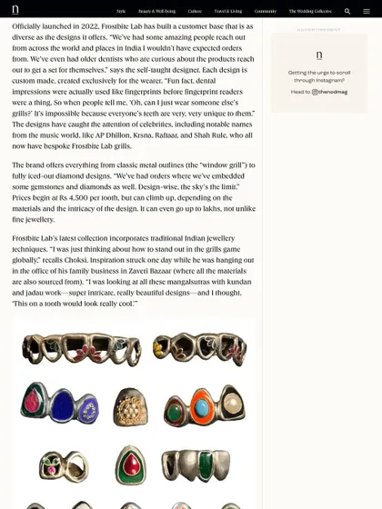 Here’s a look at the range of possibilities for your own custom grillz. This image from a magazine feature showcases different designs, from single-tooth caps with meenakari work to full sets with unique gemstone inlays. Each piece is designed from scratch to tell your story.