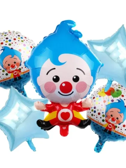 For a fun and colorful celebration, I offer this Plim Plim clown foil balloon set. It's a cheerful theme perfect for a toddler's birthday party.