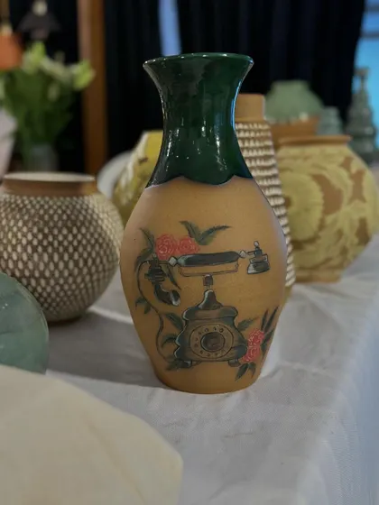 A few of my favorite finished vases from a recent collection, featuring a variety of glazes, painted details, and forms. Each one has its own personality.