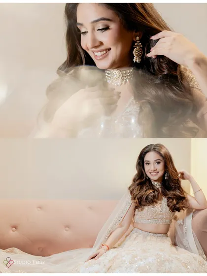 A collage of soft, dreamy portraits of the bride from her Sagan ceremony.