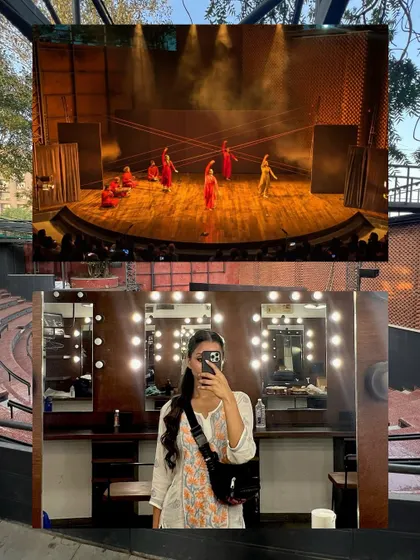 A collage from the 'Kattam Katti' tour, showing the view from the stage and the dressing room. Touring with a production is an immersive experience.
