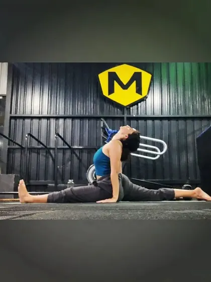 Moving into Hanumanasana, the front splits. This pose is a deep hip opener that requires patience and consistent practice. It feels so rewarding to reconnect with this posture after a break.
