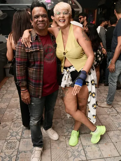 Posing with a friend who is always full of energy.