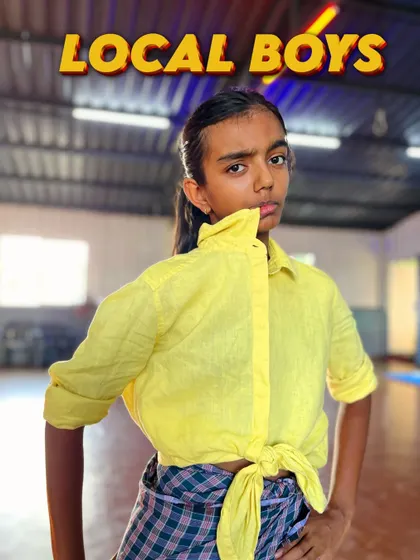 A close-up of the "Local Boys" attitude. The expression says it all. We teach our students to perform with their whole body, including their face.