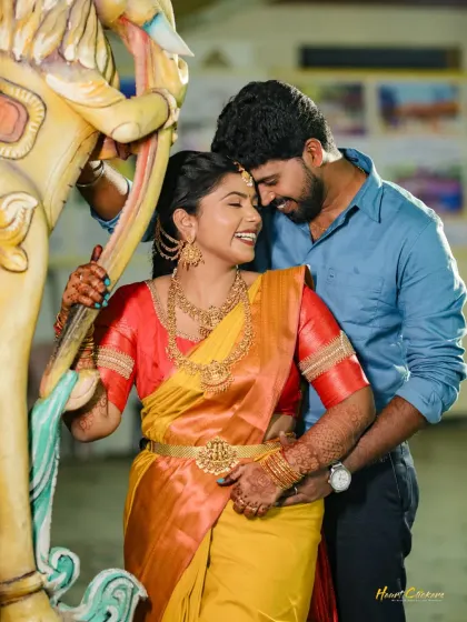 A joyful and candid moment between a couple during their engagement shoot. Capturing genuine laughter is always a goal.