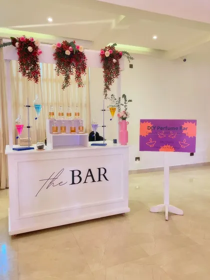 A DIY perfume bar at a Diwali party. This unique and interactive station allowed guests to create their own scents, providing a memorable and personalized experience.