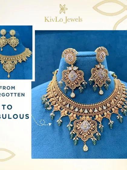 From forgotten treasures to fabulous creations. This old necklace was reimagined with new kundan work, a dark enamel base, and emerald drops, turning it into a fabulous piece that's ready to be worn again.