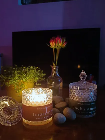 Another beautiful shot from a customer, capturing the warm glow of the 'Impressions' candle. I love seeing how you use my creations to make your moments special.