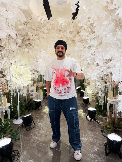 Ready to go for a Sunday night wedding reception. The beautiful white-themed decor is complemented by my carefully placed floor lights to enhance the ambiance.