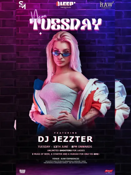 This poster for "Neon Tuesday" showcases the stylish and trendy atmosphere of my events, promising a night of great music and visuals.