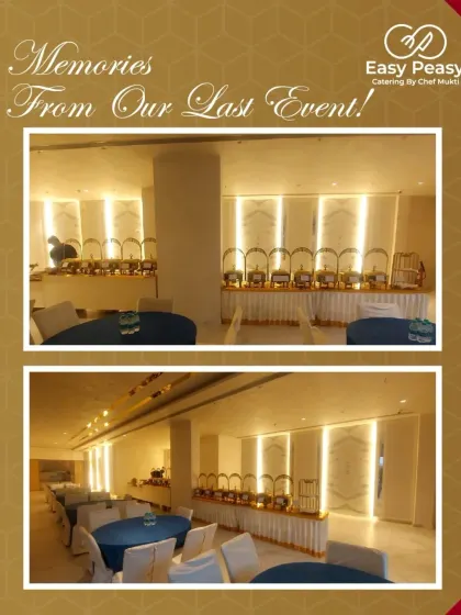 Memories from a recent event in a stylish, modern hall. We work with the venue's layout to create a food service area that is both functional and aesthetically pleasing.