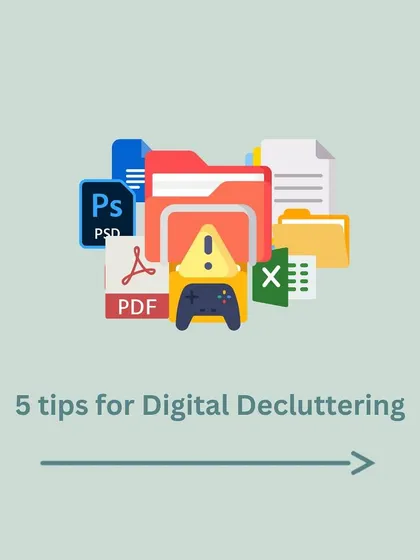 Digital clutter is just as stressful as physical clutter. Here are five tips to get you started, beginning with the most basic: go through your files and delete what you no longer need.