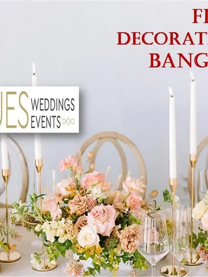 This post highlights our expertise as flower decoration specialists in Bangalore, showcasing an elegant tablescape and listing our capabilities for weddings, corporate events, and private parties.