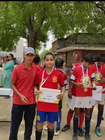 Aaryan Hussain receiving an award for his performance. His journey is an inspiration to all our young players dreaming of a future in football.