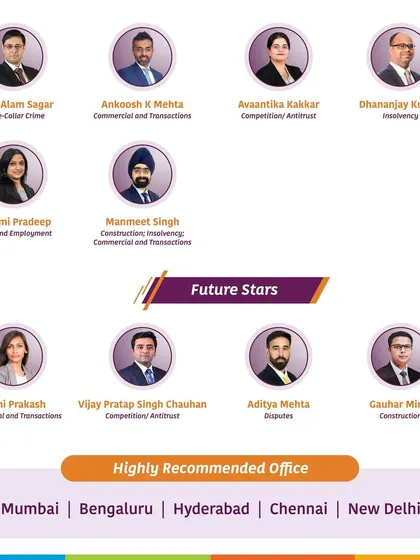 A display of our partners recognized as 'Future Stars' by Benchmark Litigation Asia-Pacific Rankings 2025. This highlights the emerging talent within our disputes, competition, and construction law practices.