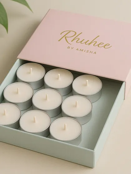 Soft glows, gentle vibes. My scented tea lights, packed in this elegant pastel slide-out box, are a simple but beautiful gift.