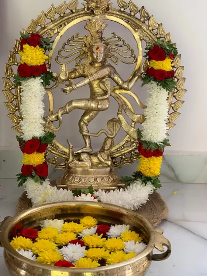 The Nataraj idol is the spiritual center of my studio. This beautiful representation of Lord Shiva as the cosmic dancer inspires every movement and reminds us of the divine rhythm within us all.