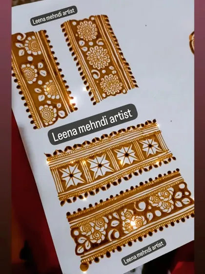 Practice sheet with various floral border designs. Borders are essential for framing a mehndi design, and we cover many different styles.