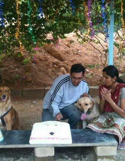 Years later, here is Cookie celebrating with her pawrents at Petspace. Her family says we are her second home, which is the highest compliment we could ever receive.