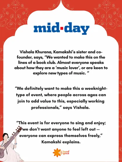 In this Mid-Day article, we explain our vision for The Naad Collective as being like a book club, where people can express themselves freely without feeling left out.