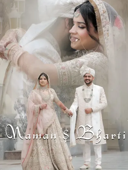 A poster-style image of the couple, perfect for their wedding announcement.