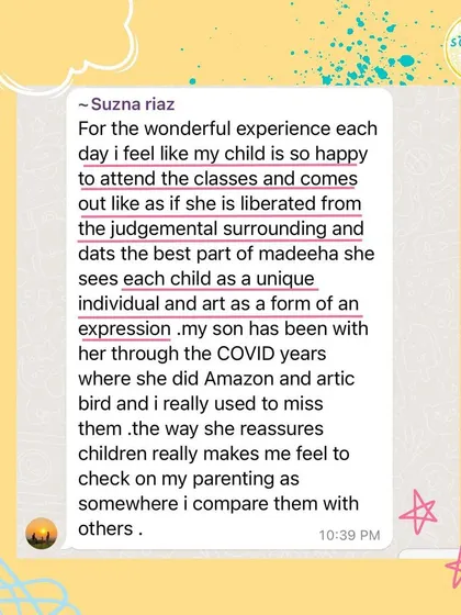A wonderful review from a parent who feels her child is "liberated from the judgemental surrounding" in our classes. Creating a safe and encouraging space is our top priority.