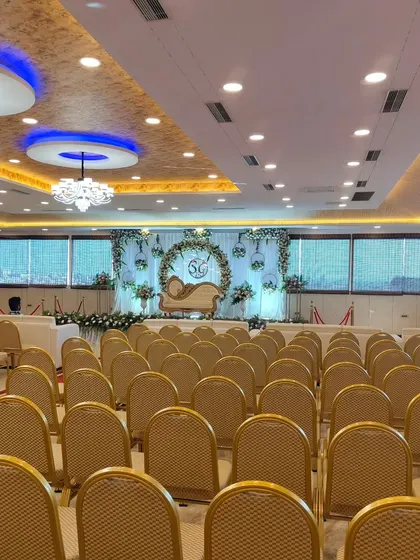 Another view of the hall prepared for the engagement ceremony.
