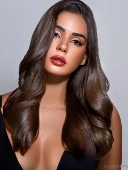 Skin, hair, absolute perfection. This beauty shot is ideal for a hair or makeup brand, showcasing flawless execution by the entire creative team.